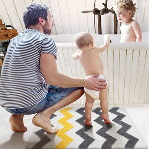 Gray And Yellow Chevron Bath Rug 34" x 21" NWT